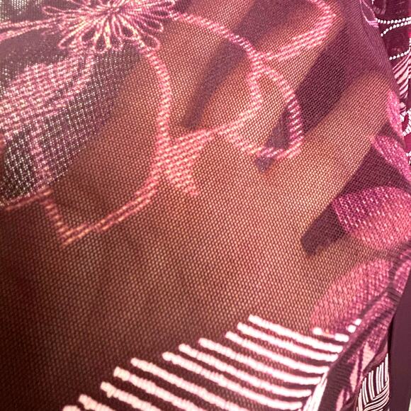 Dress Barn Wms 14 Plum Sheer Floral Open Front Longline Cardigan Elegant Party - Picture 6 of 10